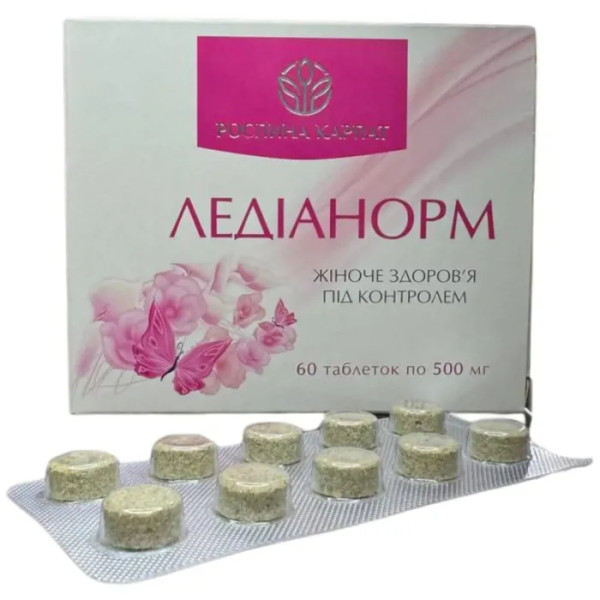 Ледіанорм, Рослина Карпат, натуральний комплекс для жіночої репродуктивної системи та молочних залоз, 500 мг, 60 таблеток