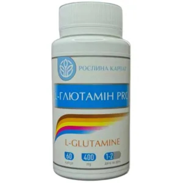 L-Глютамін PRO, Рослина Карпат, підтримка мозку, імунітету та енергії, 400 мг, 60 капсул