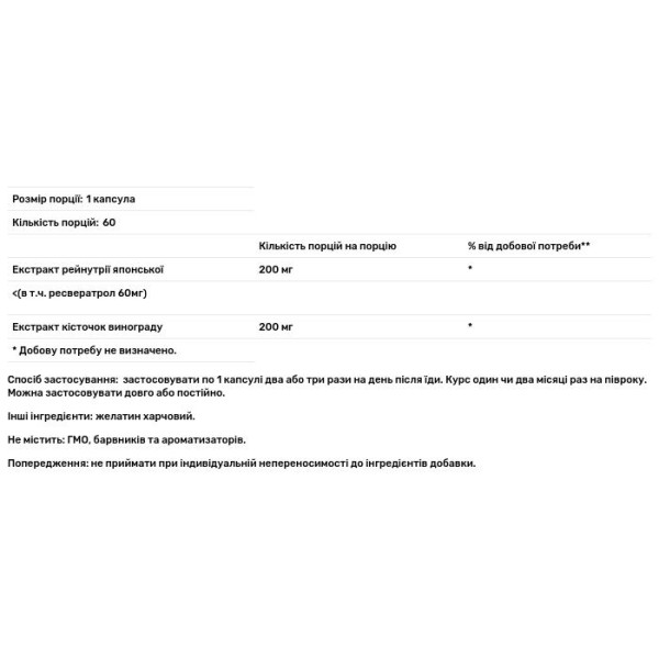 Ресвератрол, Фітофорте, Грін-Віза, 60 капсул