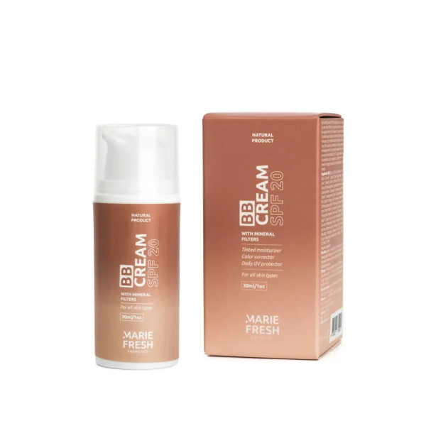 Крем ВР тонуючий SPF 20, Marie Fresh Cosmetics, матує, вирівнює тон обличчя, 30 мл