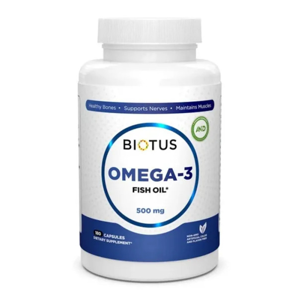 Омега-3, риб'ячий жир, Omega-3 Fish Oil, Biotus, 500 мг, 180 капсул