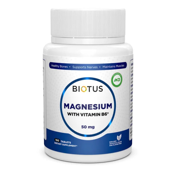 Магній і вітамін В6, Magnesium with Vitamin B6, Biotus, 100 таблеток