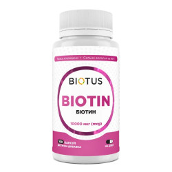 Біотин 10000 мкг, Biotus Biotin, 100 капсул