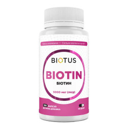 Біотин 5000 мкг, Biotus Biotin, 100 капсул