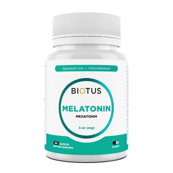 Мелатонін, Melatonin, Biotus, 5 мг, 60 капсул