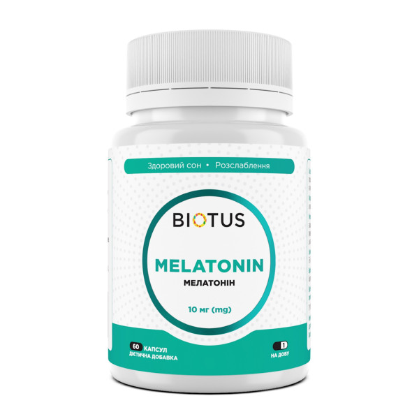 Мелатонін, Melatonin, Biotus, 10 мг, 60 капсул
