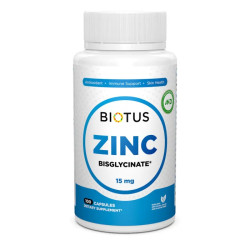 Цинк бисглицинат 15 мг, Biotus Zinc Bisglycinate, 100 капсул
