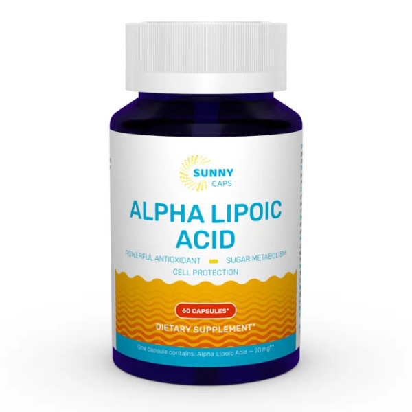 Альфа-ліпоєва кислота, Alpha-Lipoic Acid Powerfull, Sunny Caps, 60 капсул