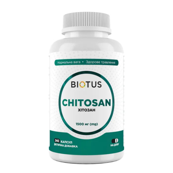 Хітозан, Chitosan, Biotus, 1500 мг, 240 капсул