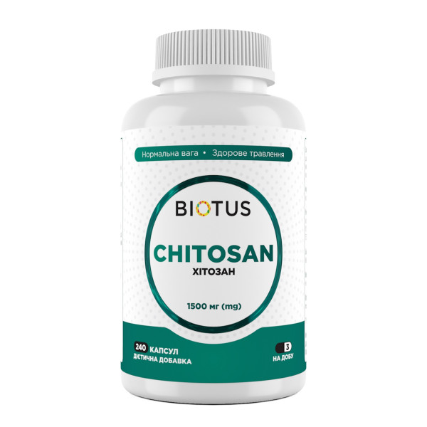 Хітозан, Chitosan, Biotus, 1500 мг, 240 капсул