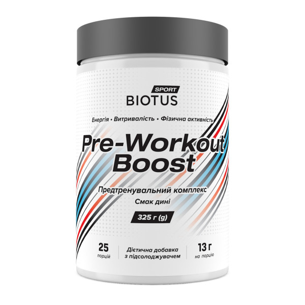 Передтренувальний комплекс, Pre-workout Boost, Biotus, смак дині, 350 г