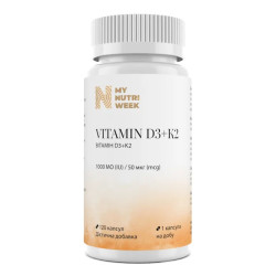 Витамин D3 K2 1000 МЕ 50 мкг, My Nutri Week Vitamin D3+K2, 120 капсул