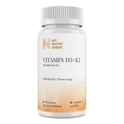 Вітамін D3 та K2 5000 МО 50 мкг, My Nutri Week Vitamin D3 and K2, 120 капсул
