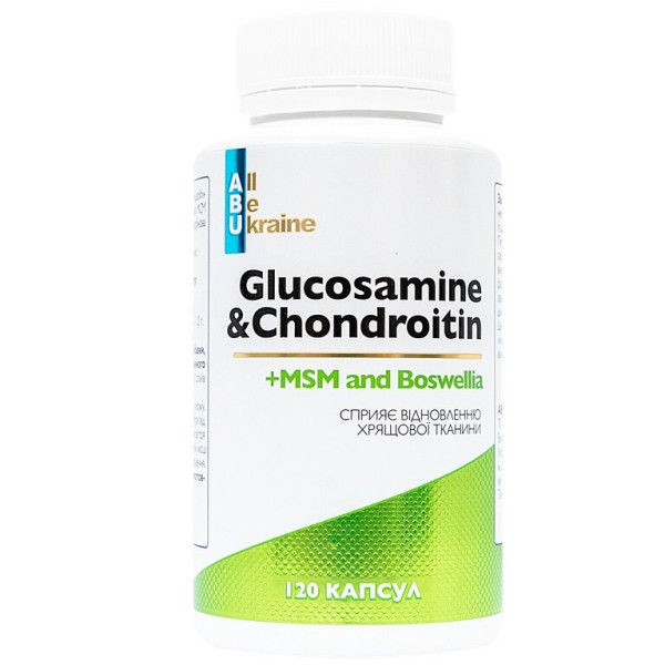 Глюкозамін та хондроїтин, Glucosamine&Chondroitin, All Be Ukraine, 120 Capsules