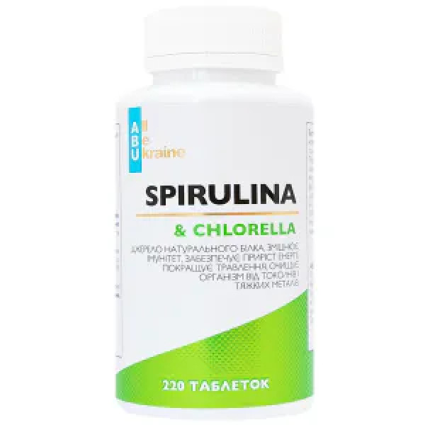 Спіруліна та хлорела, Spirulina and Chlorella, All Be Ukraine, 220 таблеток