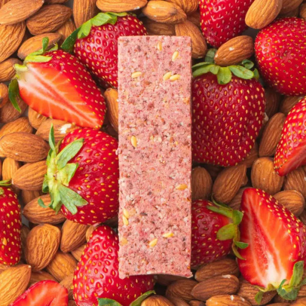 Батончик протеїновий, Кето Strawberry + Almond, Fizi, полуниця та мигдаль, без глазурі, з пребіотиком, веганський, без глютену та цукру, 1 шт (45 г)