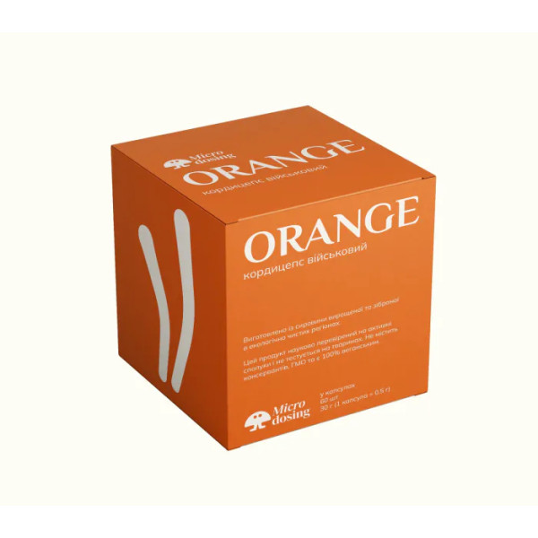 Кордіцепс військовий “Orange”, плодове тіло, Cordyceps militaris, Microdosing, 500 мг, 60 вегетаріанських капсул