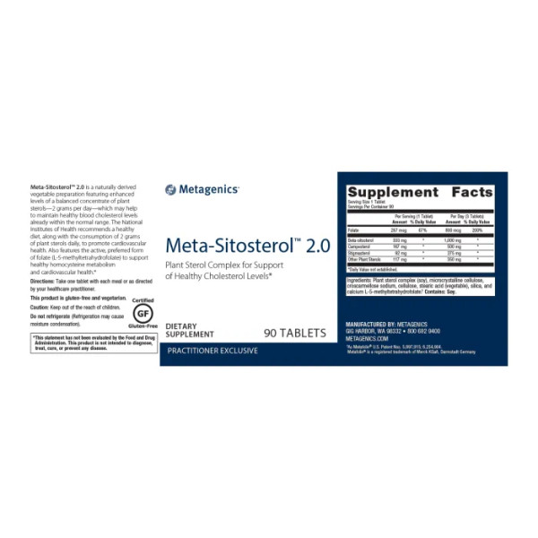 Контроль уровня холестерина, Meta-Sitosterol 2.0, Metagenics, 90 таблеток