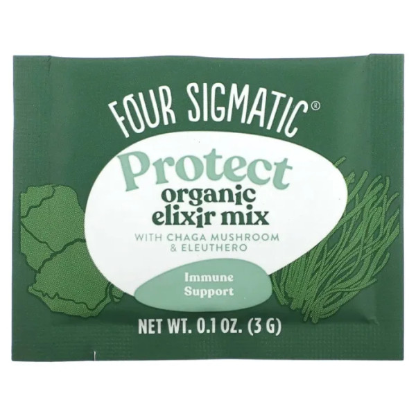 Суміш-еліксир із грибом чага та елеутерококом для підтримки імунітету, Elixir Mix With Chaga Mushroom & Eleuthero, Four Sigmatic, органік, 20 пакетиків по 3 г