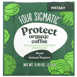 Кофе растворимый органик с грибами чага и кордицепс, Instant Organic Coffee with Chaga & Cordyceps Mushrooms, средняя обжарка, 10 пакетов по 2,5 г