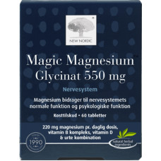 Магній гліцинат 550 мг, Magic Magnesium Glycinat New Nordic, 60 веганських таблеток