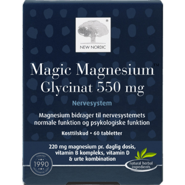 Магній гліцинат, Magic Magnesium Glycinat, New Nordic, 550 мг, 60 веганських таблеток