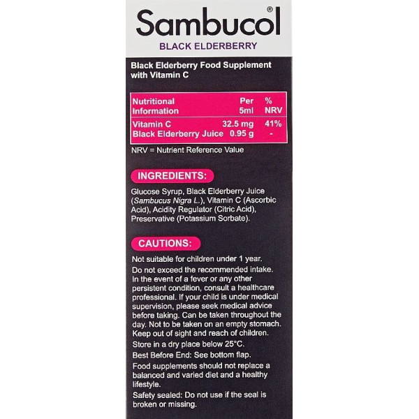 Чорна бузина + Вітамін С, Black Elderberry Liquid, Sambucol, сироп для дітей віком від 3 до 12 років, 120 мл