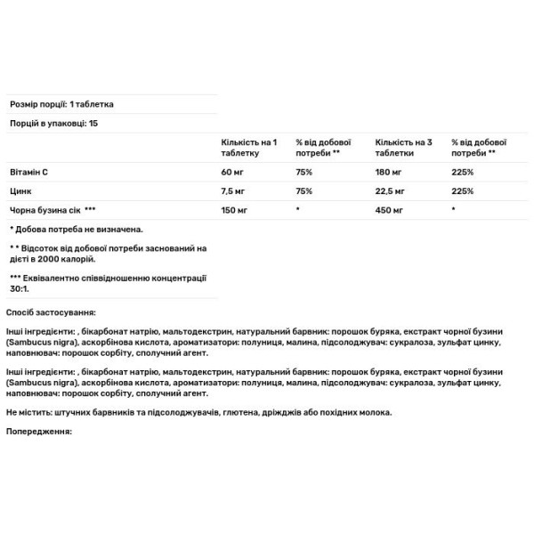 Чорна бузина + Вітамін С + Цинк, Black Elderberry, Immuno Forte, Sambucol, 15 шипучих пігулок