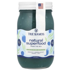 Морський мох, Natural Superfood From The Sea True Sea Moss, синя спіруліна та малина, 473 г