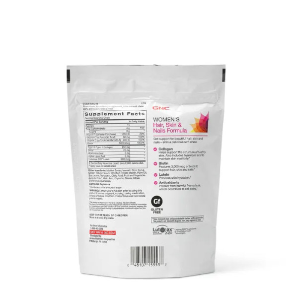 Формула для шкіри, волосся і нігтів, Hair, Skin & Nails, GNC, для жінок, ягоди асаї, 60 жувальних цукерок