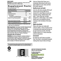 Кальцій цитрат жувальний, смак ягоди та вершки, GNC Calcium Citrate, 30 жувальних пастилок