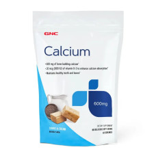 Кальцій 600 мг з вітамінами D3 і K, GNC Calcium, смак печиво та вершки, 60 жувальних таблеток