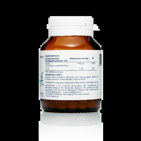 L-5-метілтетрагідрофолат, FolaPro, Metagenics, 800 мкг, 60 таблеток
