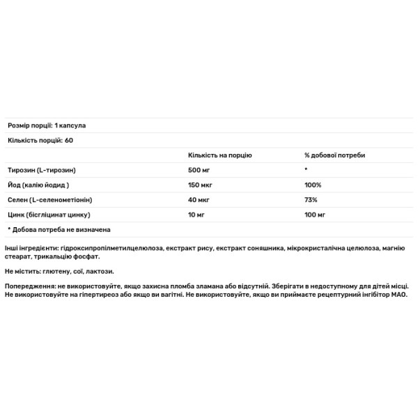 Підтримка щитовидної залози, йодін та тирозин, Iodine Tyrosine, Metagenics, для нормального вироблення гормонів, 60 капсул