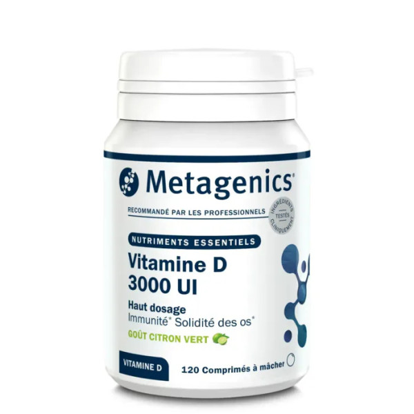 Вітамін D, Vitamine D 3000 IU, Metagenics, 3000 МО, смак лайма, 120 жувальних таблеток