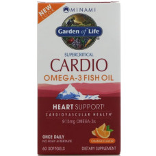Омега 3 риб'ячий жир 915 мг, смак апельсина, Minami Nutrition Cardio Omega-3 Fish Oil, 60 м'яких капсул