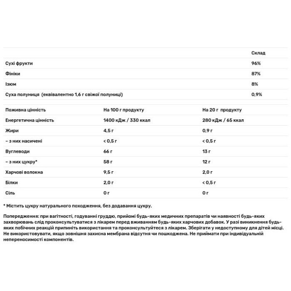 Батончик на фініковій основі, Fruit sticks, Castus, фруктовий, зі смаком полуниці, 20 г