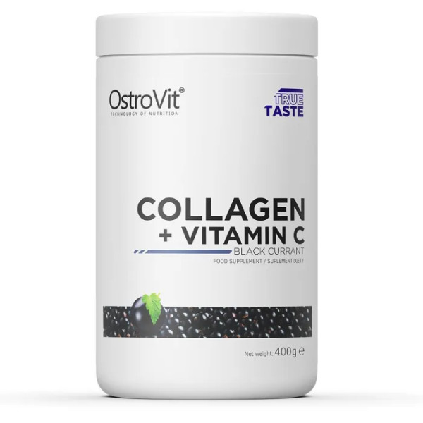 Колаген + вітамін С, Collagen + Vitamin C, OstroVit, смак чорної смородини, 400 г