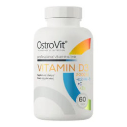 Вітамін D3 2000 МО, вітамін K2 MK7, вітамін C цинк, OstroVit Vitamin D3 2000 IU+K2 MK-7+C+Zn, 60 капсул