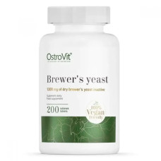 Пивні дріжджі 1200 мг, OstroVit Brewer's Yeast, 200 веганських пігулок