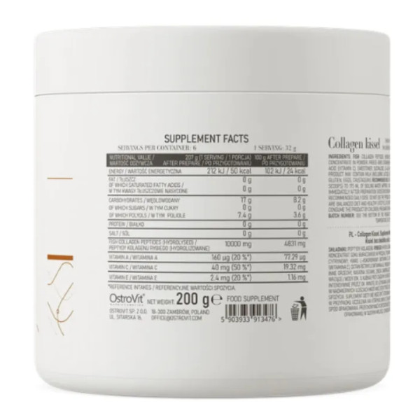 Колаген, Collagen Kissel, OstroVit, кисіль, смак полуниці, 200 г