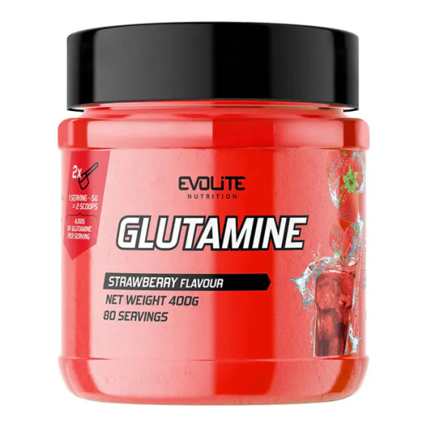 Глютамін, Glutamine, Evolite Nutrition, порошок, зі смаком полуниці, 400 г