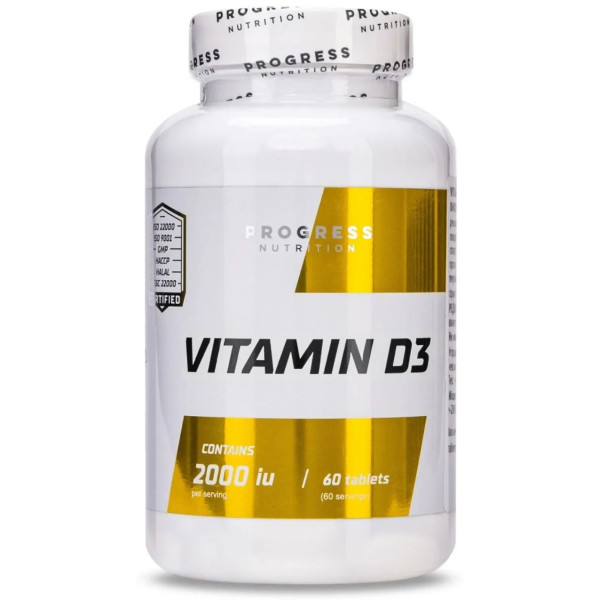 Вітамін D3, Vitamin D3, Progress Nutrition, 2000 МО, 60 таблеток