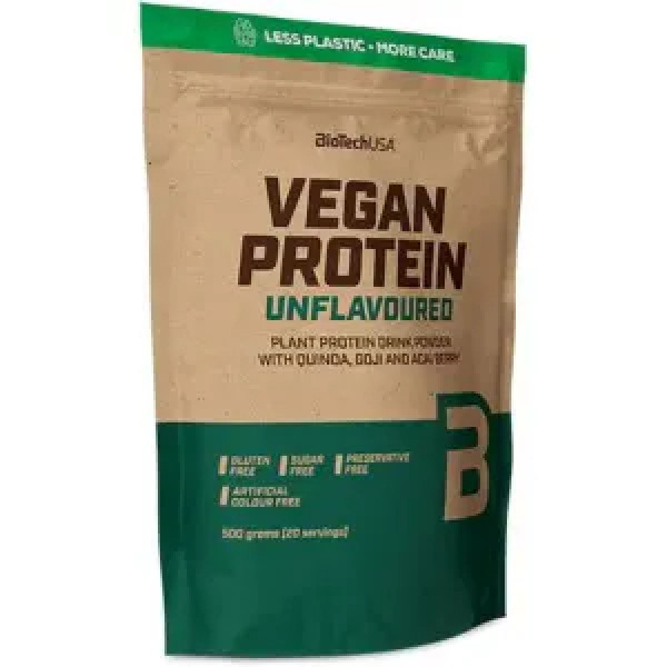 Протеїн веган, Vegan Protein, BiotechUSA, гороховий, рисовий, без смаку, порошок, 500 г (20 пакетиків)