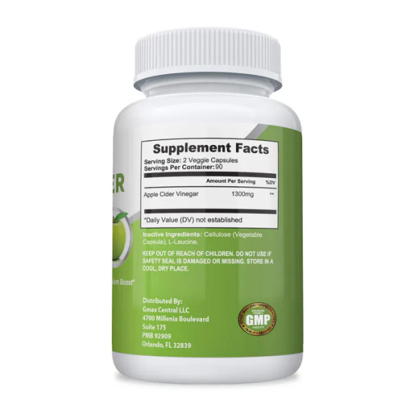 Яблучний оцет, Apple Cider Vinegar, NusaPure, 1250 мг, 180 вегетаріанських капсул