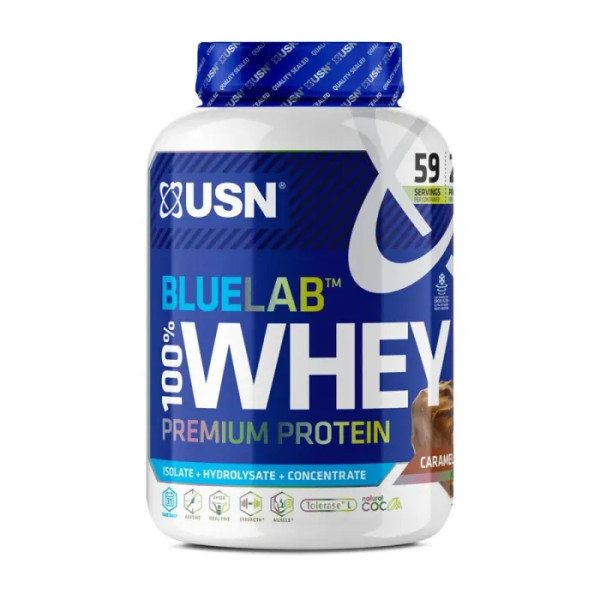 Сироватковий протеїн, Blue Lab 100% Whey Premium Protein, USN, преміум-класу, смак шоколаду з карамеллю, 2 кг