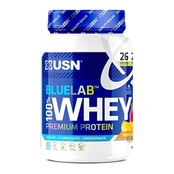 Сироватковий протеїн, Blue Lab 100% Whey Premium Protein, USN, преміум-класу, смак тропічний смузі, 908 г