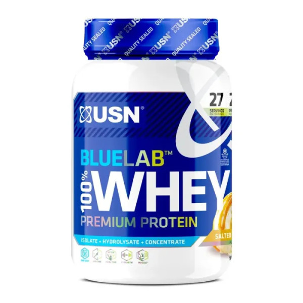 Сироватковий протеїн, Blue Lab 100% Whey Premium Protein, USN, преміум-класу, смак солона карамель, 908 г