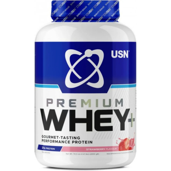 Сироватковий протеїн, Whey+ Premium Protein, USN, смак полуниці, 2 кг