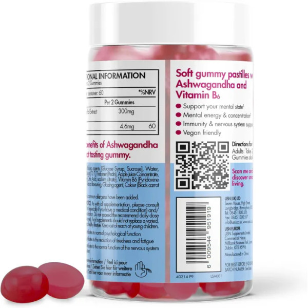 Ашваганда, LivSmart Ashwagandha, USN, смак яблука, 60 жувальних цукерок